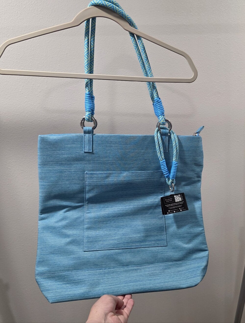 Aqua Rope Handle Tote Bag for Women
